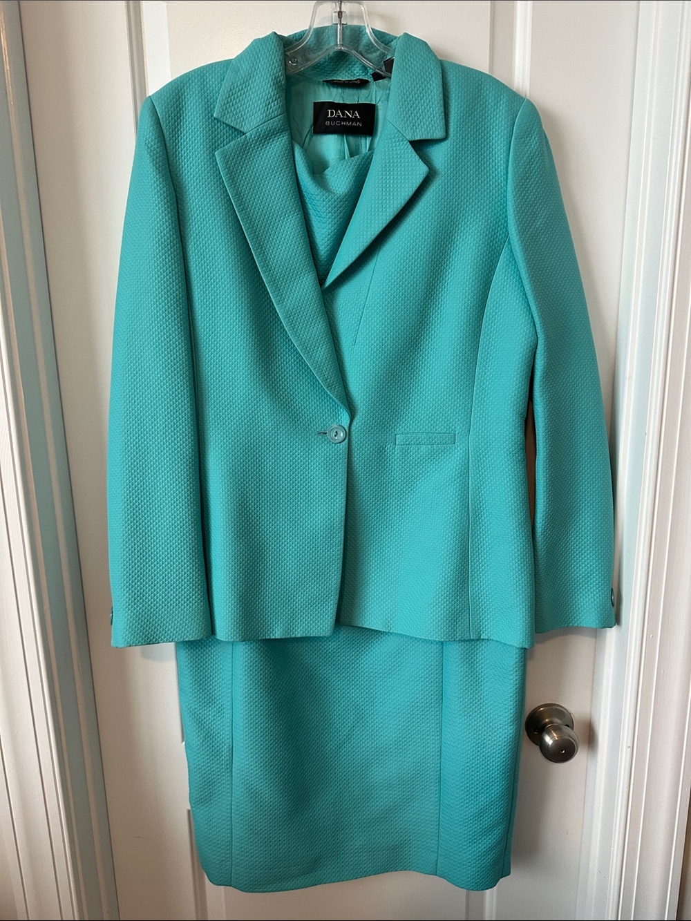 Dana Buchman Turquoise Textured Skirt Suit